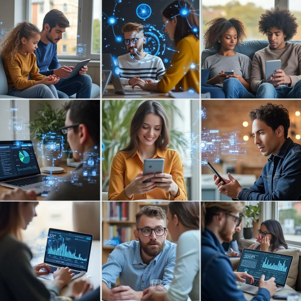Clientèle diversifiée utilisant l'IA pour la finance